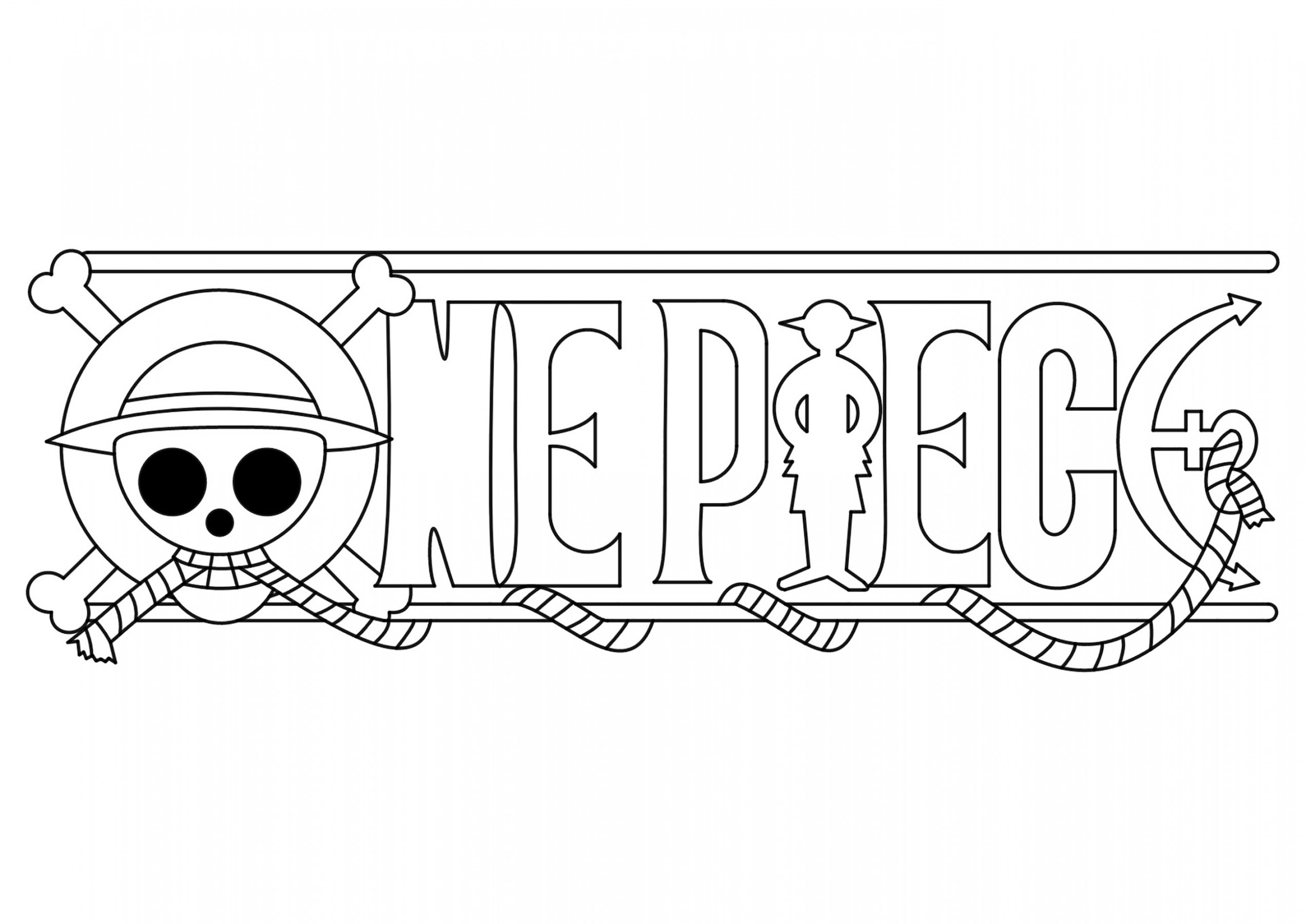 One Piece logo to color - One Piece Kids Coloring Pages