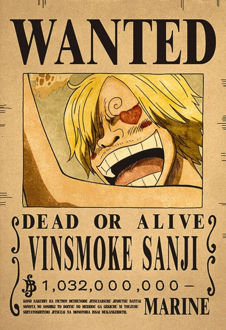 One Piece Vinsmoke Sanji Wanted Poster  eBay