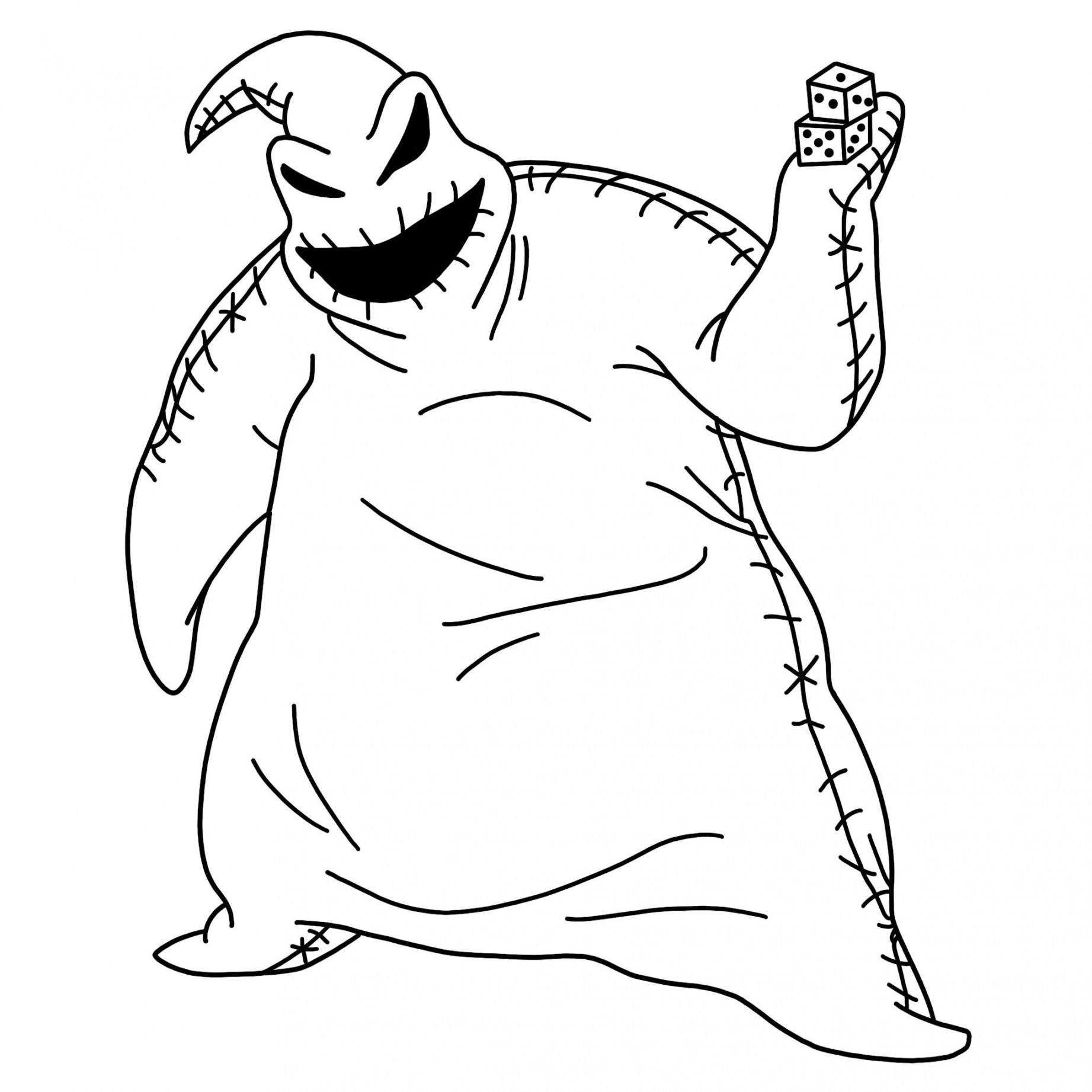 Oogie Boogie with Dice Digital Files (The Nightmare Before Christmas) -  SVG/PDF/PNG/Jpeg - Halloween Coloring Pages, Kids Coloring Pages