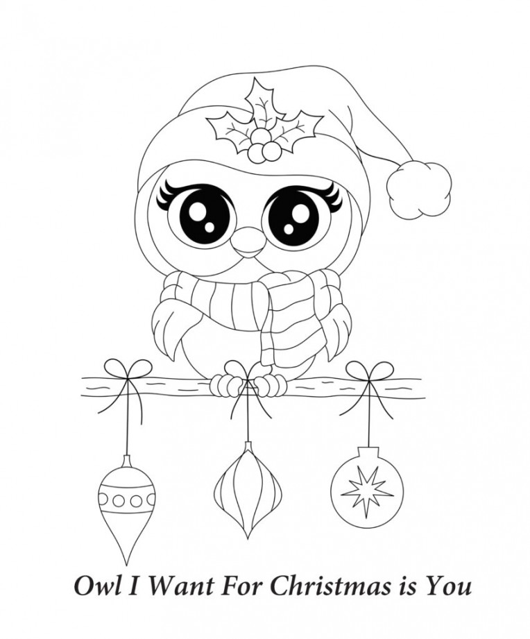 Owl I Want for Christmas - Owl Colouring Page - Thrifty Mommas Tips