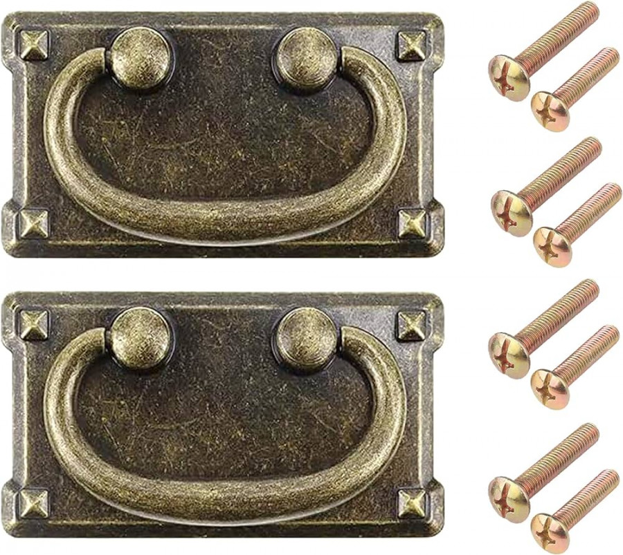 Pack Antique Brass Vintage Drawer Pulls Rectangle Drop Ring Pull