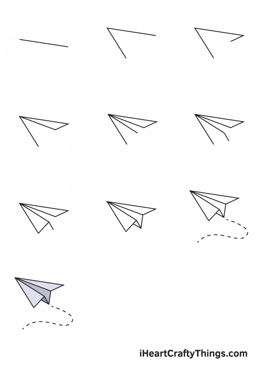 Paper Airplane Drawing - How To Draw A Paper Airplane Step By Step