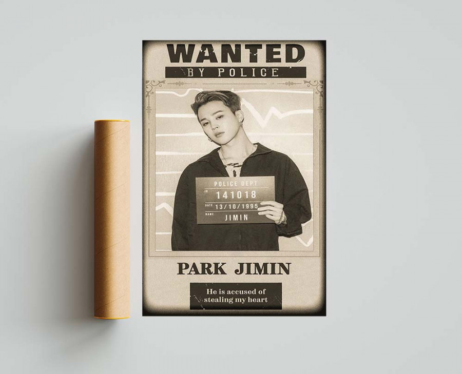 Park Jimin BTS Poster, Jimin Wanted By Police, Jimin Room Decor