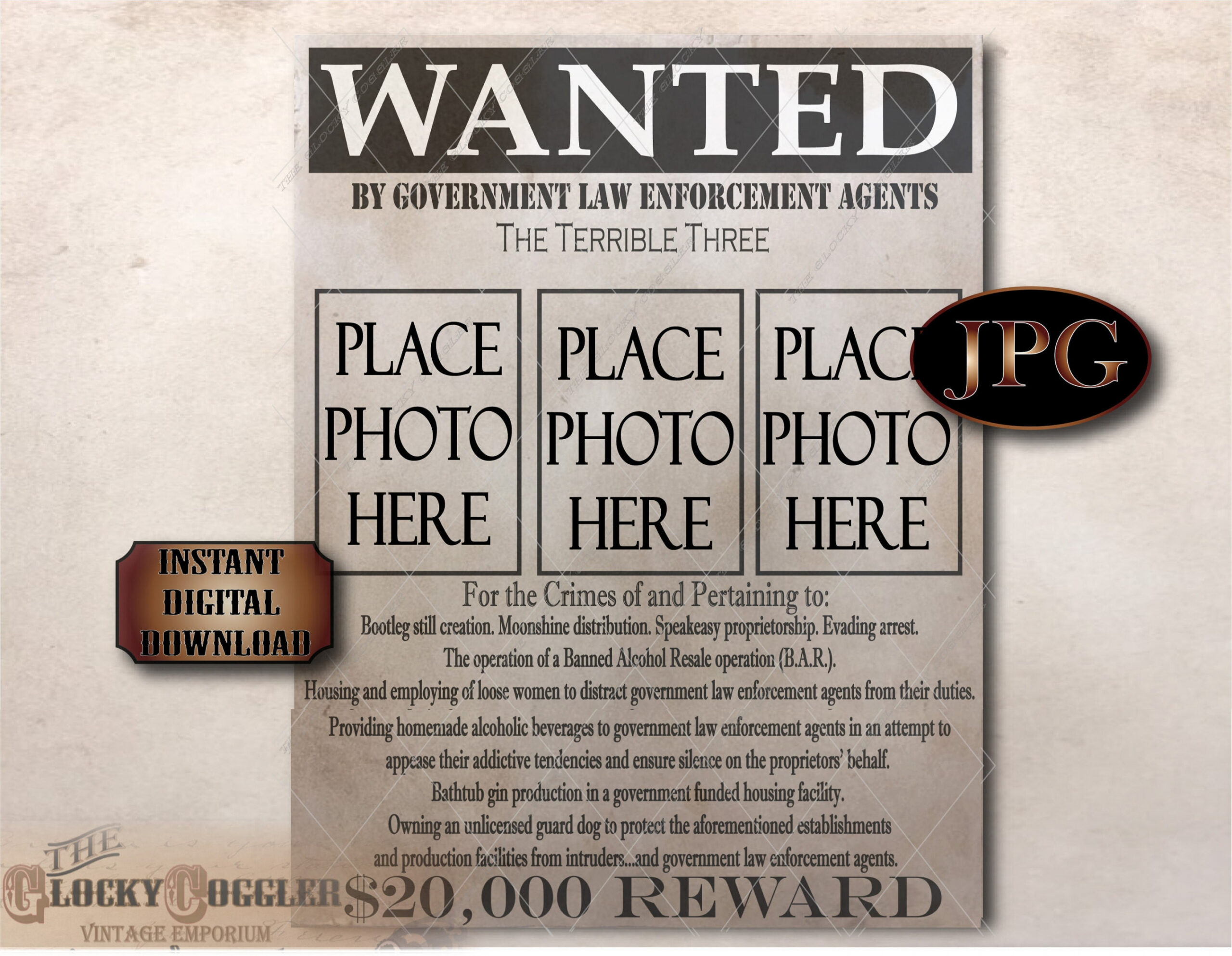 Photo Prohibition WANTED Sign Printable .x