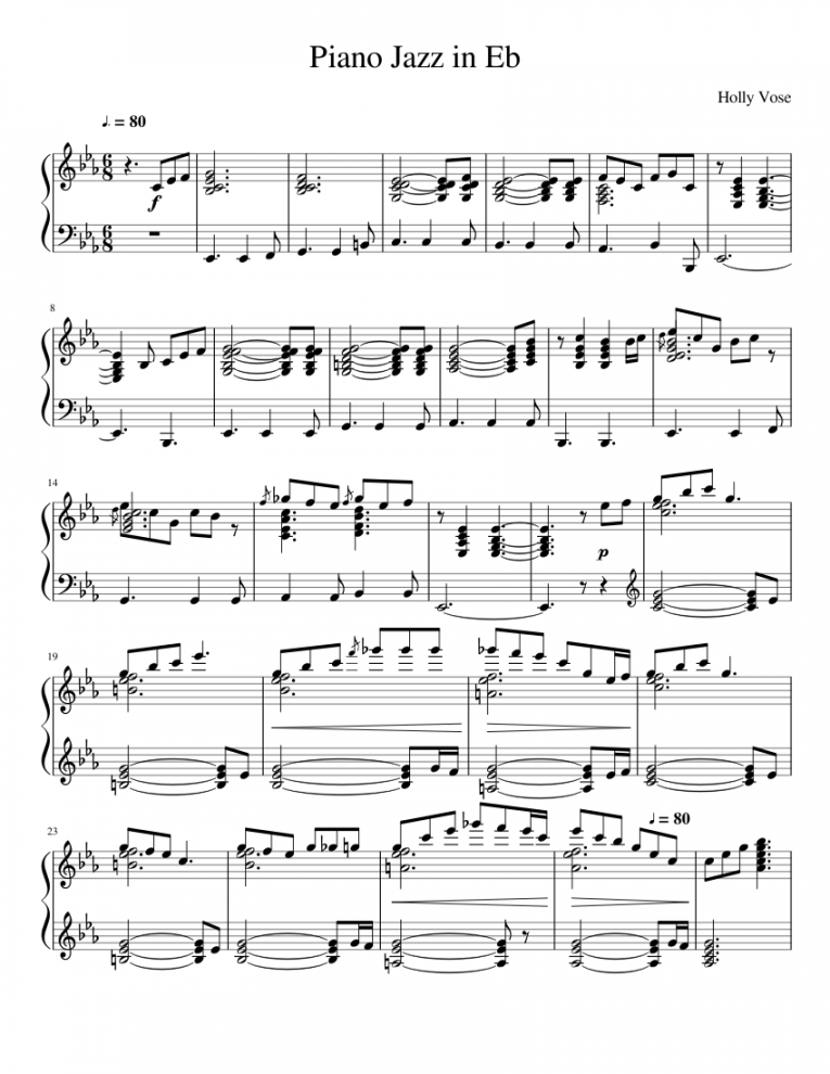 Piano Jazz in Eb Sheet music for Piano (Solo)  Musescore