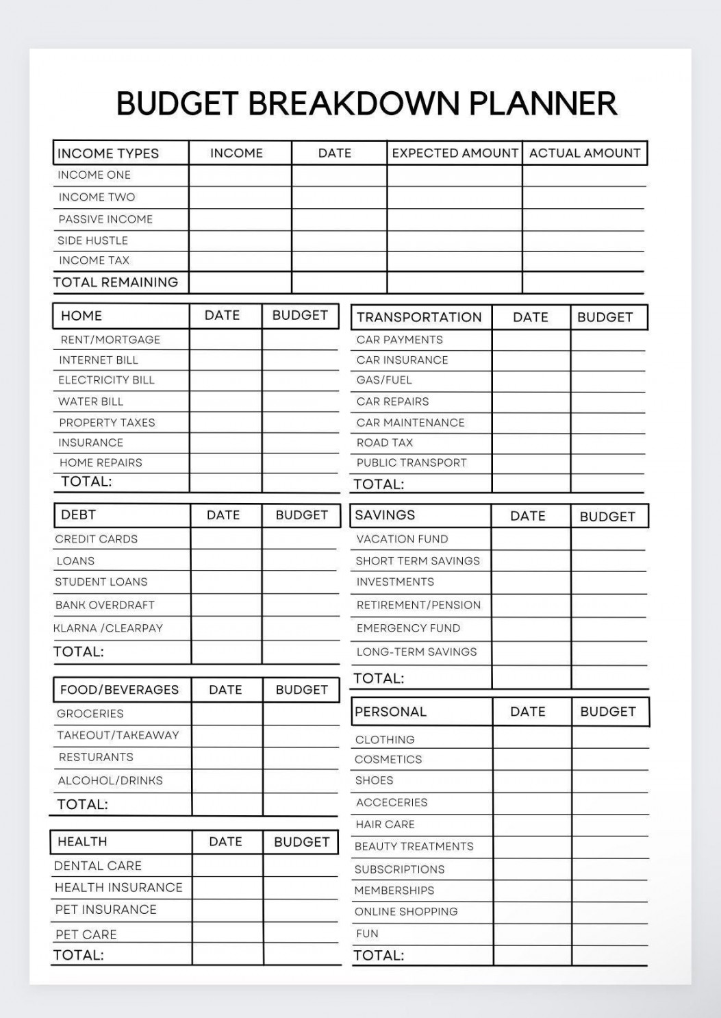 Pin on Budget Planning