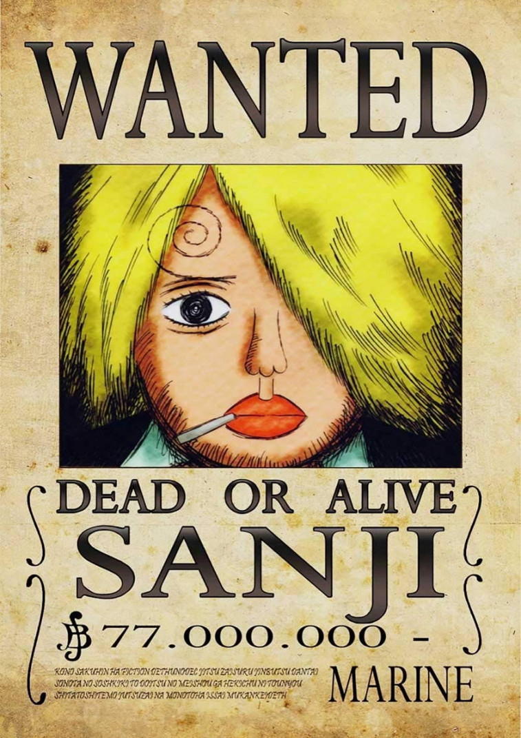 Poster One Piece Sanji Wanted Anime Manga