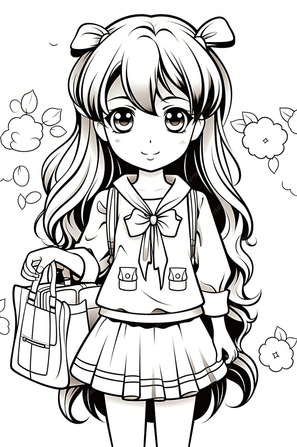 Premium Vector  Anime coloring page