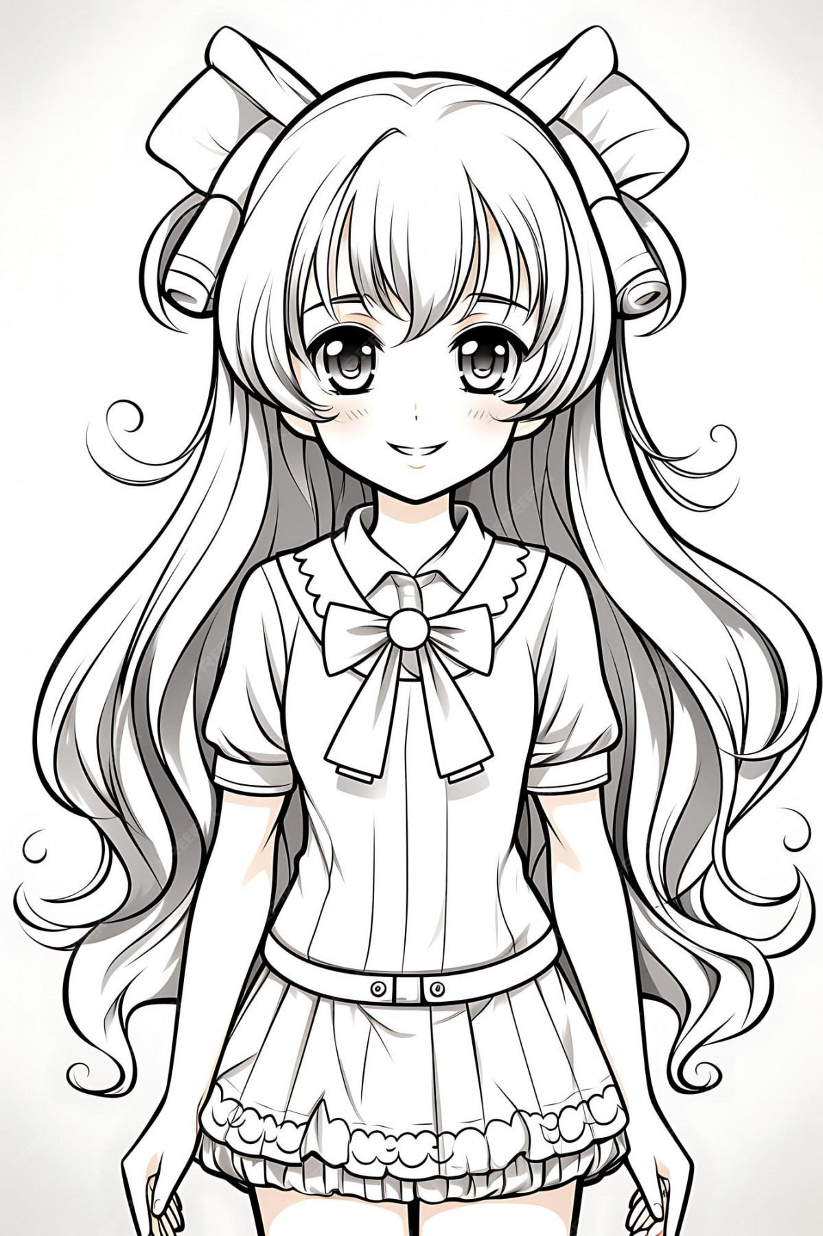 Premium Vector  Anime coloring page