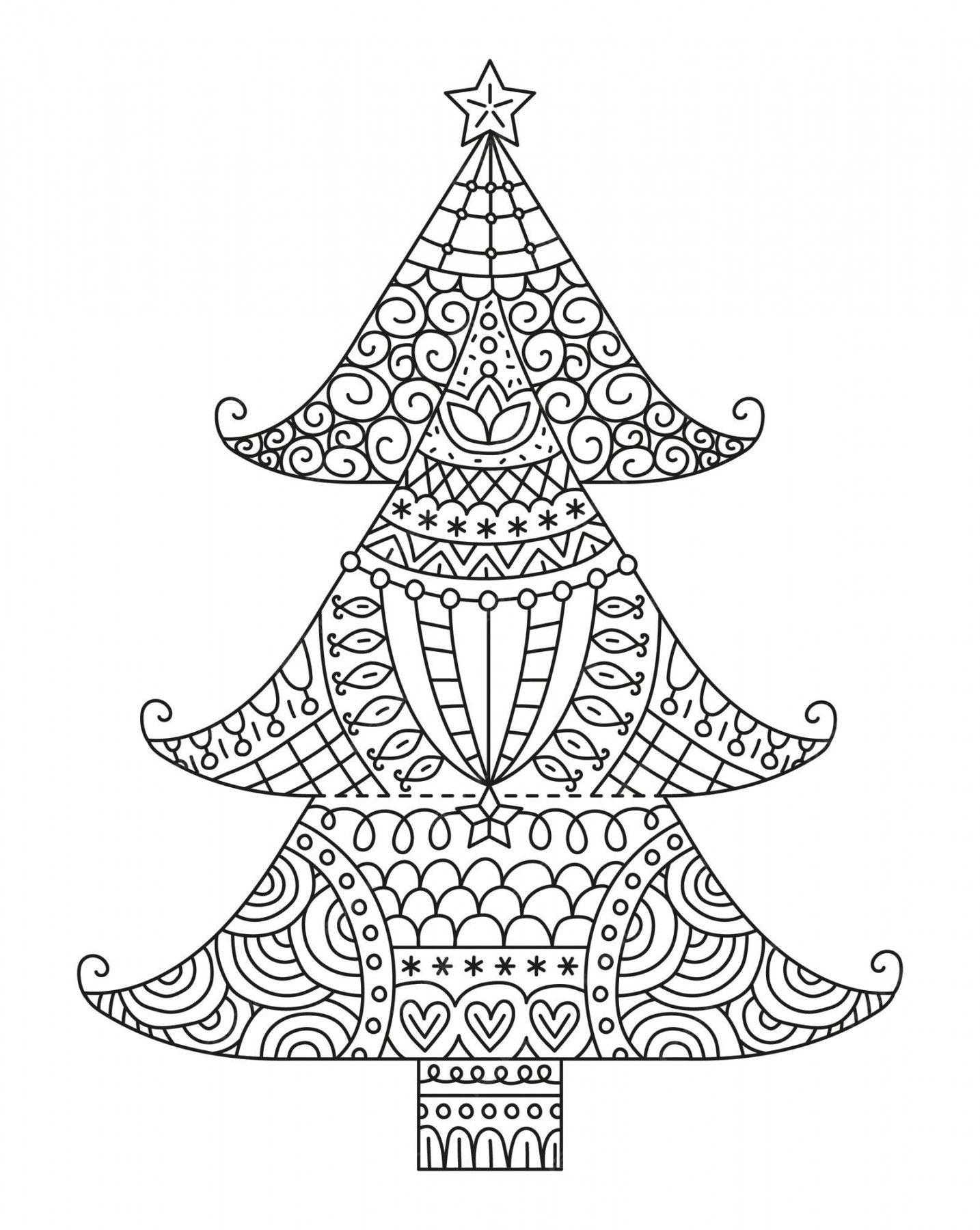 Premium Vector  Christmas tree zentangle coloring page