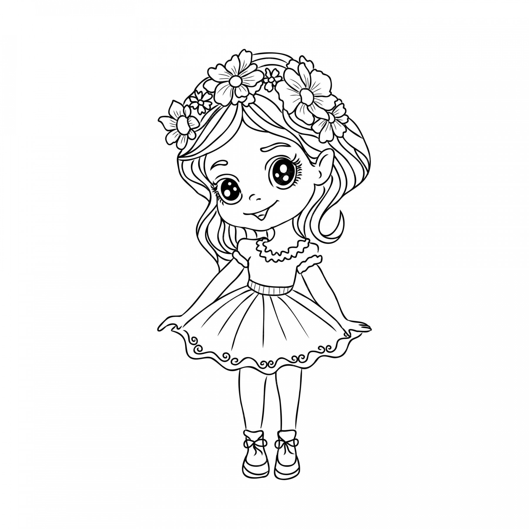 Premium Vector  Cute girls coloring pages for kids cartoon girl