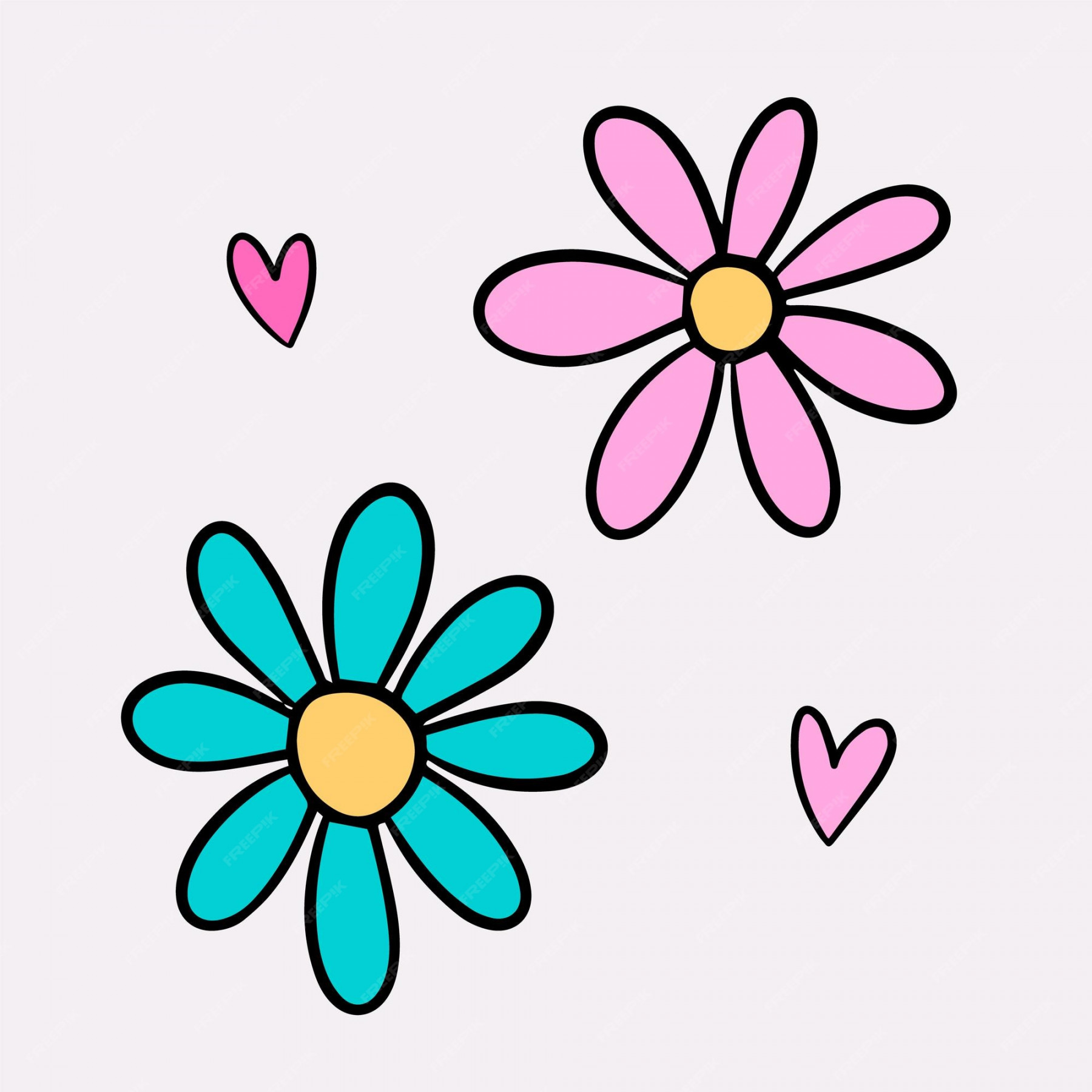 Premium Vector  Funny s sticker of flowers hand drawn cartoon