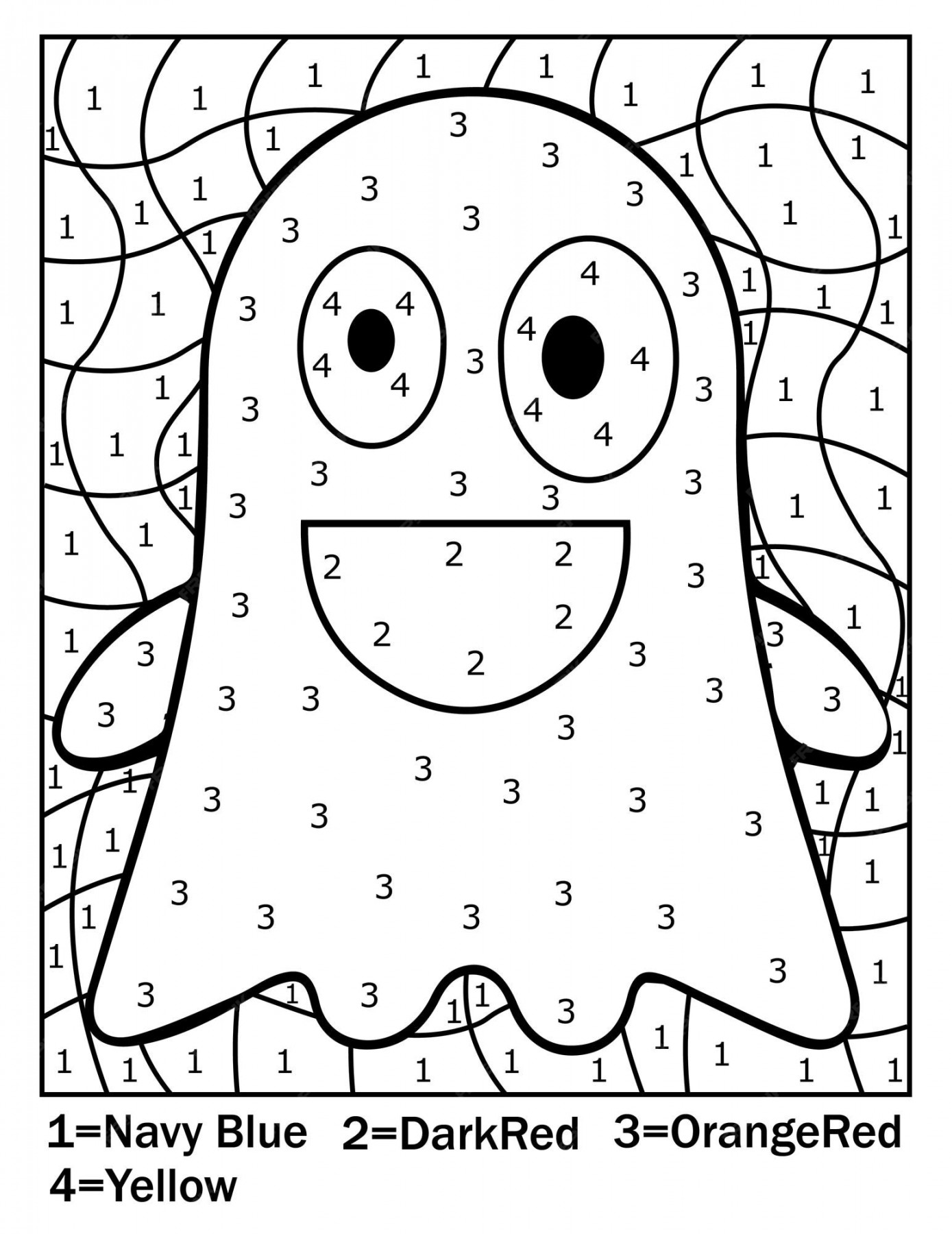 Premium Vector  Halloween color by number coloring page for kids