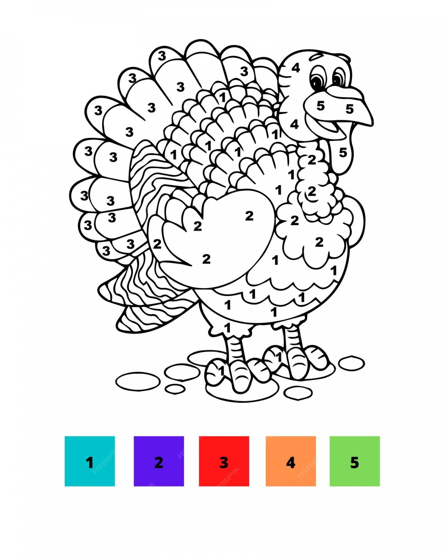 Premium Vector  Thanksgiving coloring pages color by number