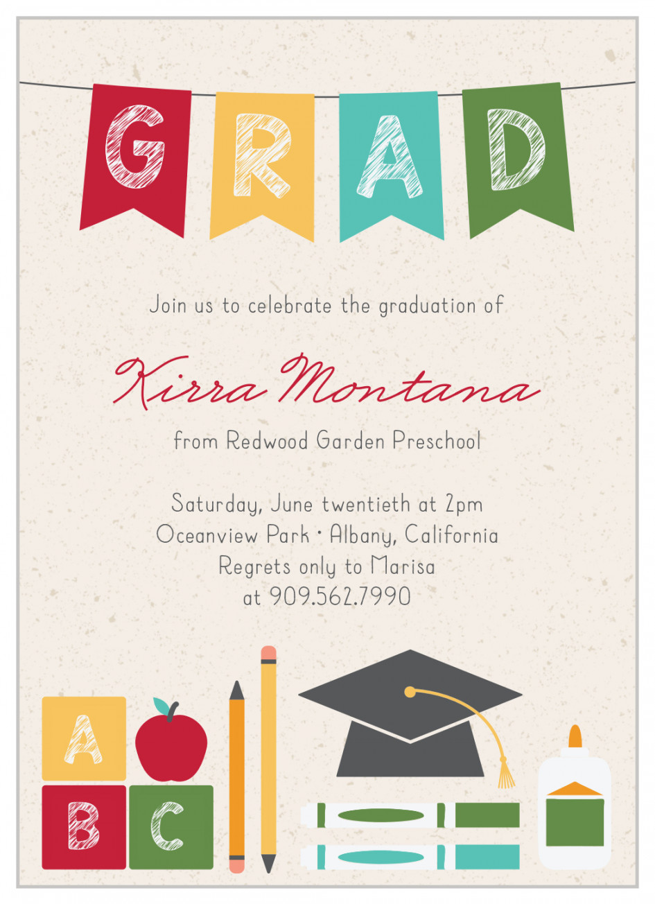 Preschool Banner Graduation Invitations by BasicInvite