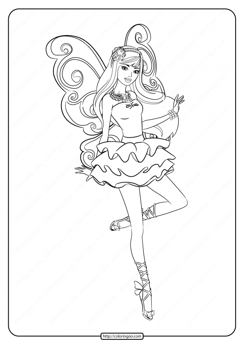 Printable Barbie Fairy Secret Coloring Pages   Princess