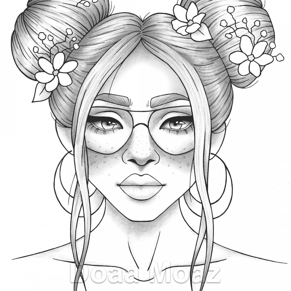 Printable Coloring Page Girl Portrait and Clothes Colouring - Etsy New  Zealand