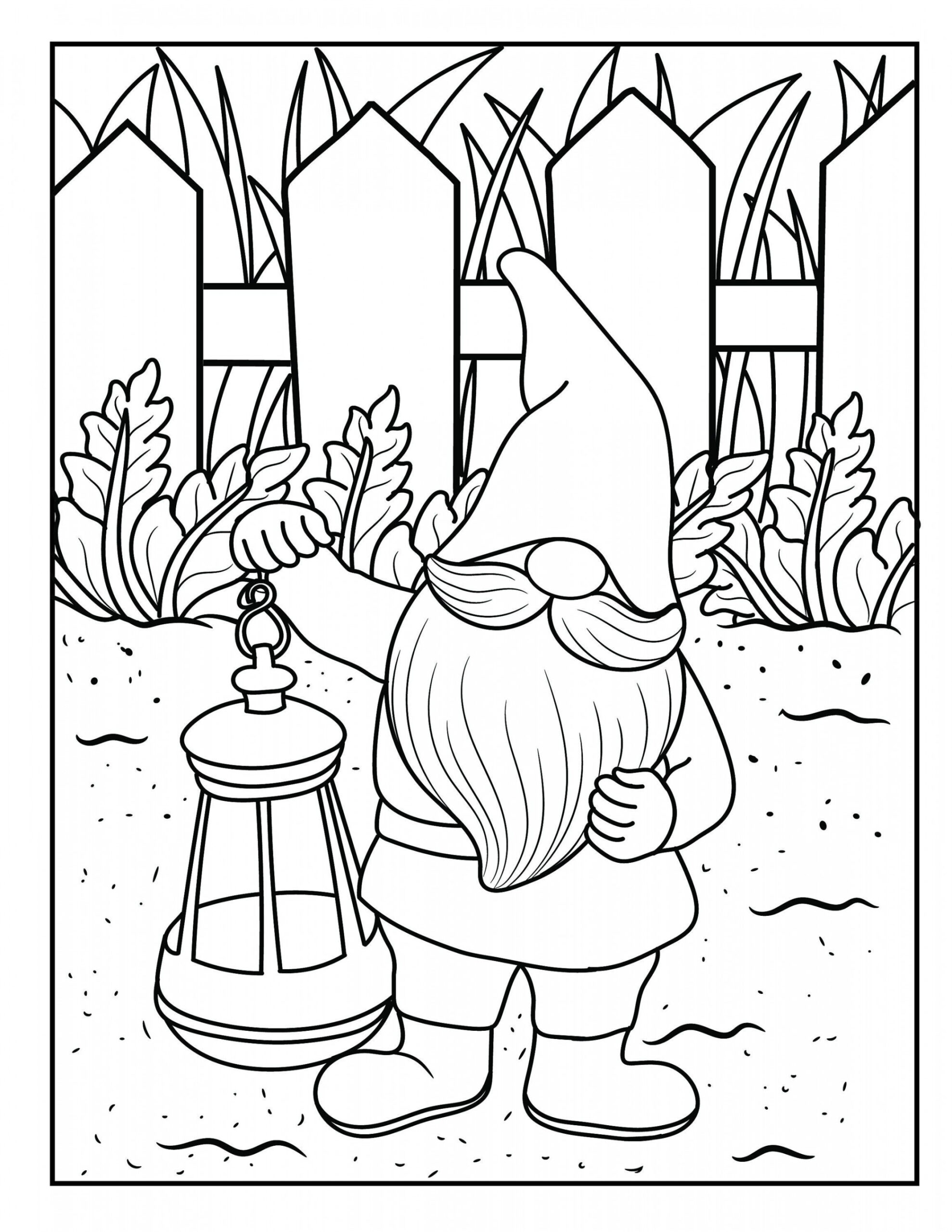 Printable Gnome Garden Coloring Pages for Adults - Etsy  Garden