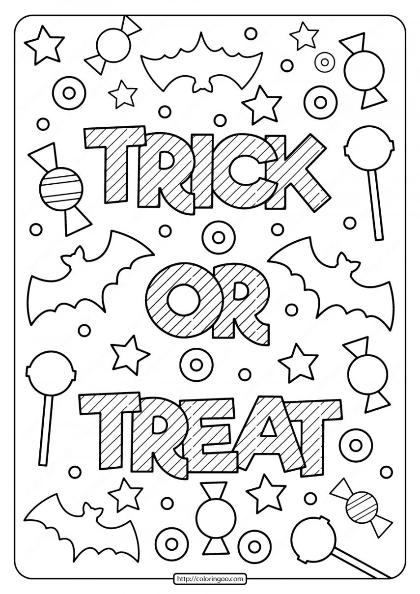 Printable Trick or Treat Coloring Pages  Halloween coloring