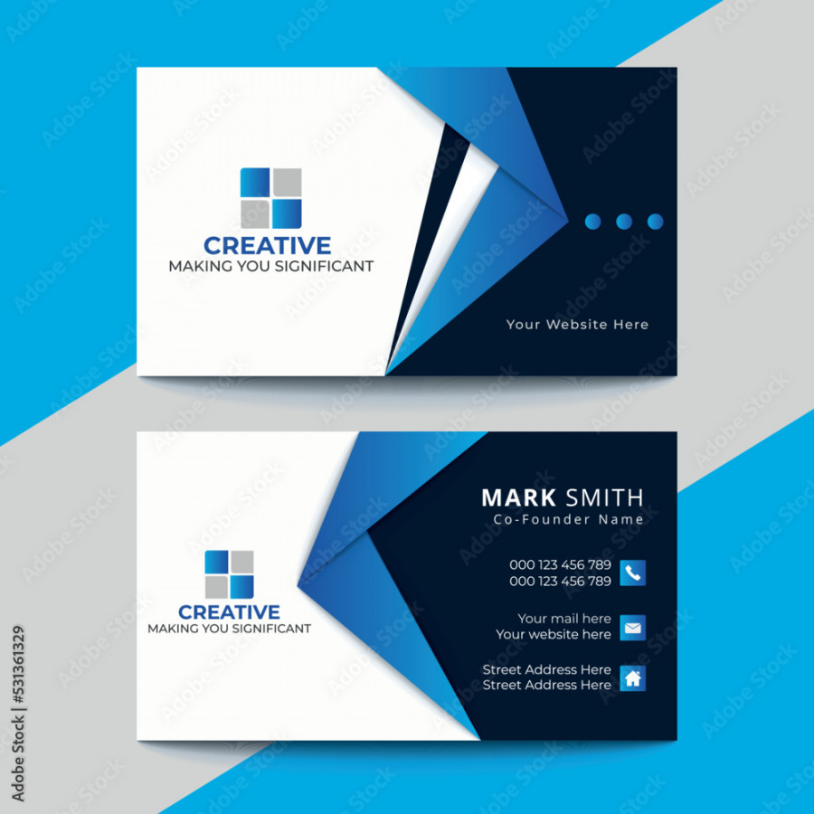 Professional elegant blue and white modern business card design