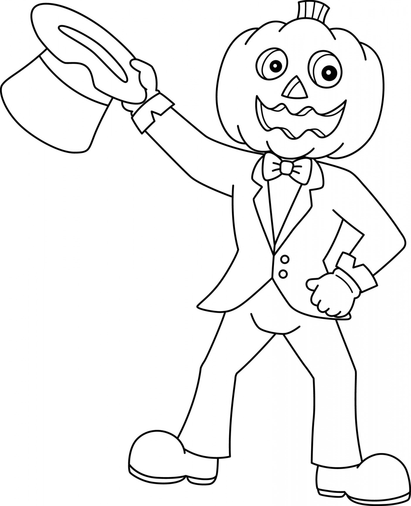 Pumpkin Head Man Halloween Coloring Page Isolated  Vector