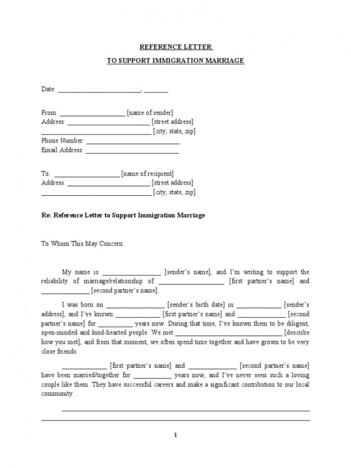 Reference Letter To Support Immigration Marriage  PDF