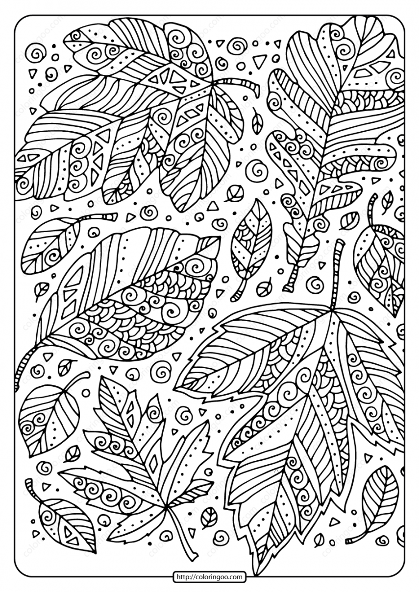 Relax and Unwind with Printable Zentangle Leaves Coloring Page