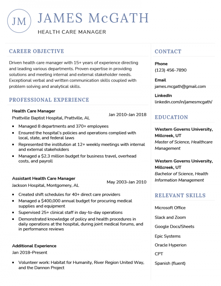 Resume for Older Workers: Examples for + Years