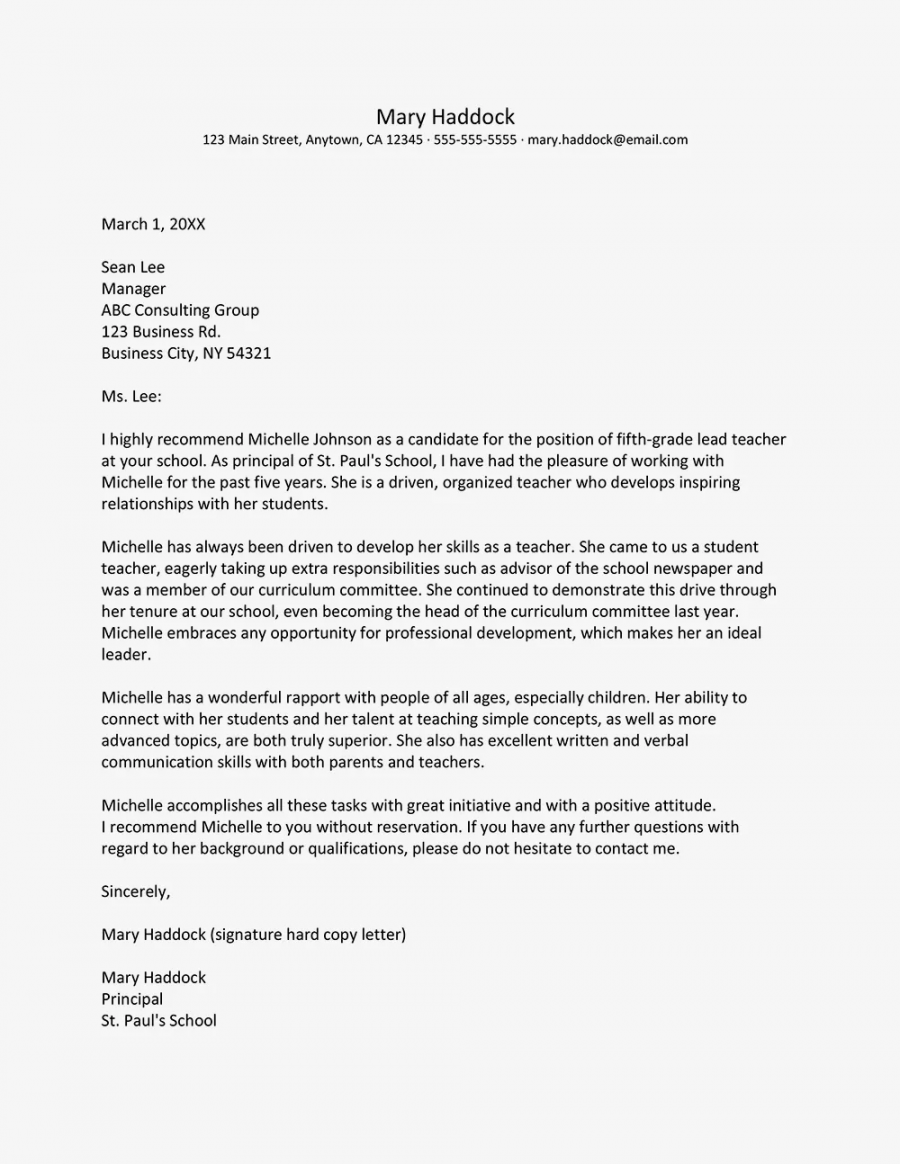 Sample Recommendation Letter for a Teacher  Teacher letter of