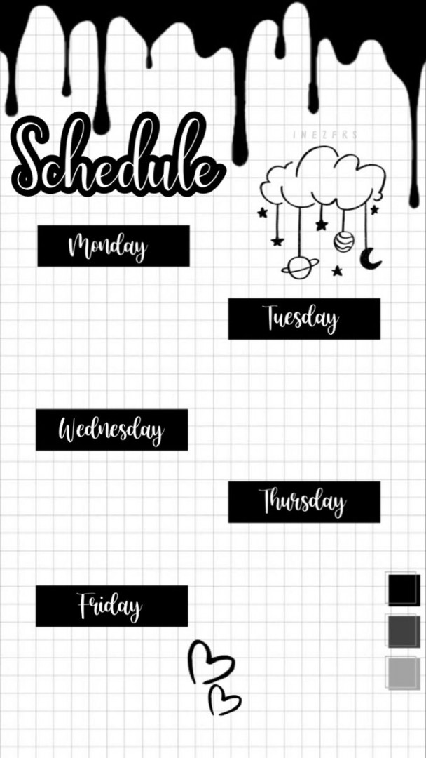 Schedule Black🖤  Study schedule template, Weekly planner