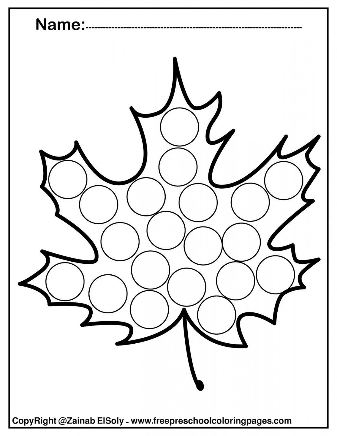 Set of free Autumn leaves - Fall dot marker activity for kids