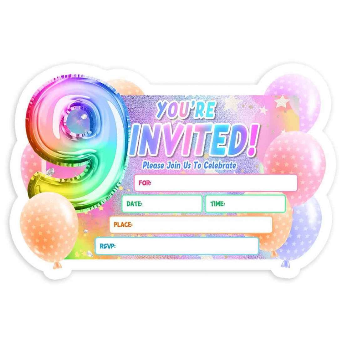 Simimi art th Birthday Invitations for Girls,  Pack Birthday Party  Invitation Cards with Envelopes, Girls Balloon Theme, Birthday Party  Decoration