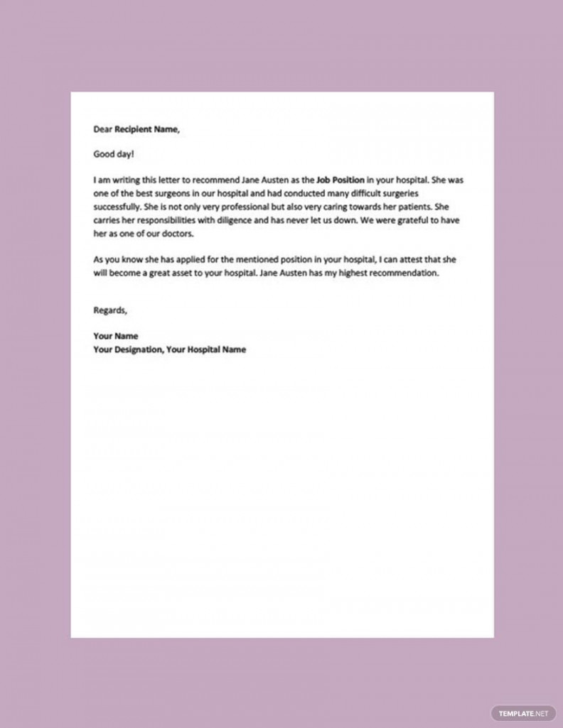 Simple Doctor Recommendation Letter - Download in Word, Google