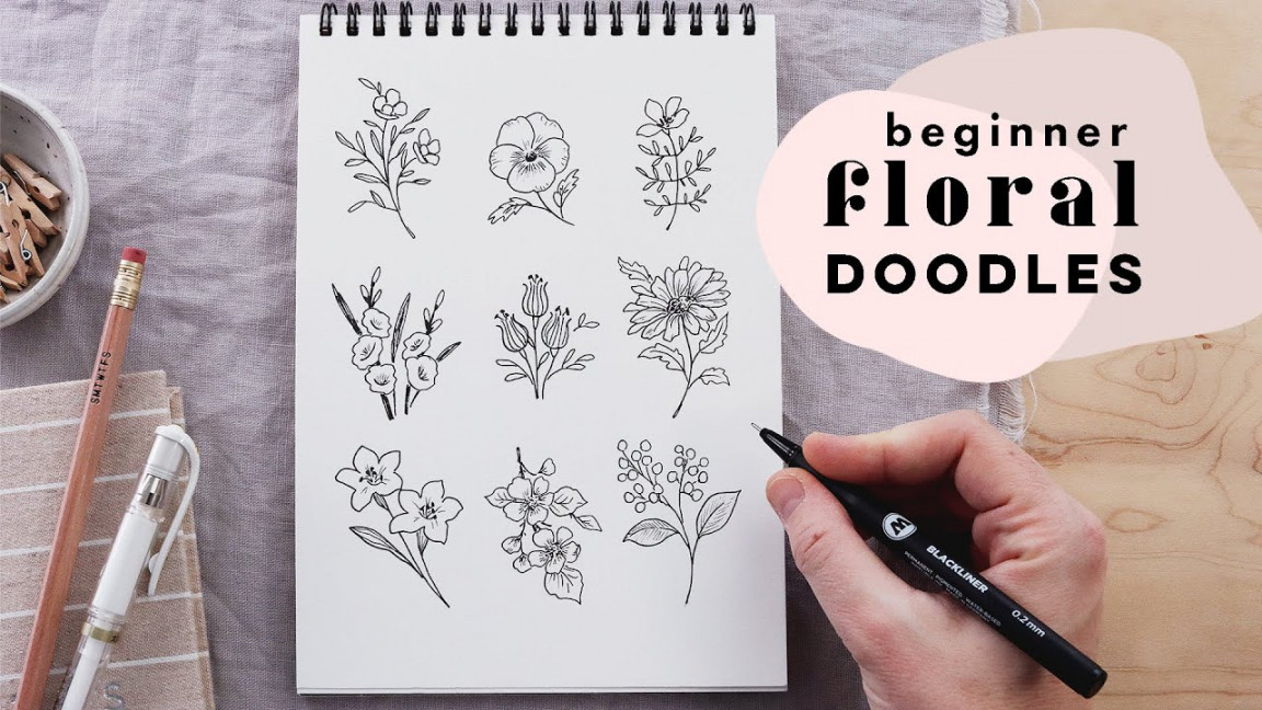 Simple Floral Doodles  How to Draw Flowers Step By Step