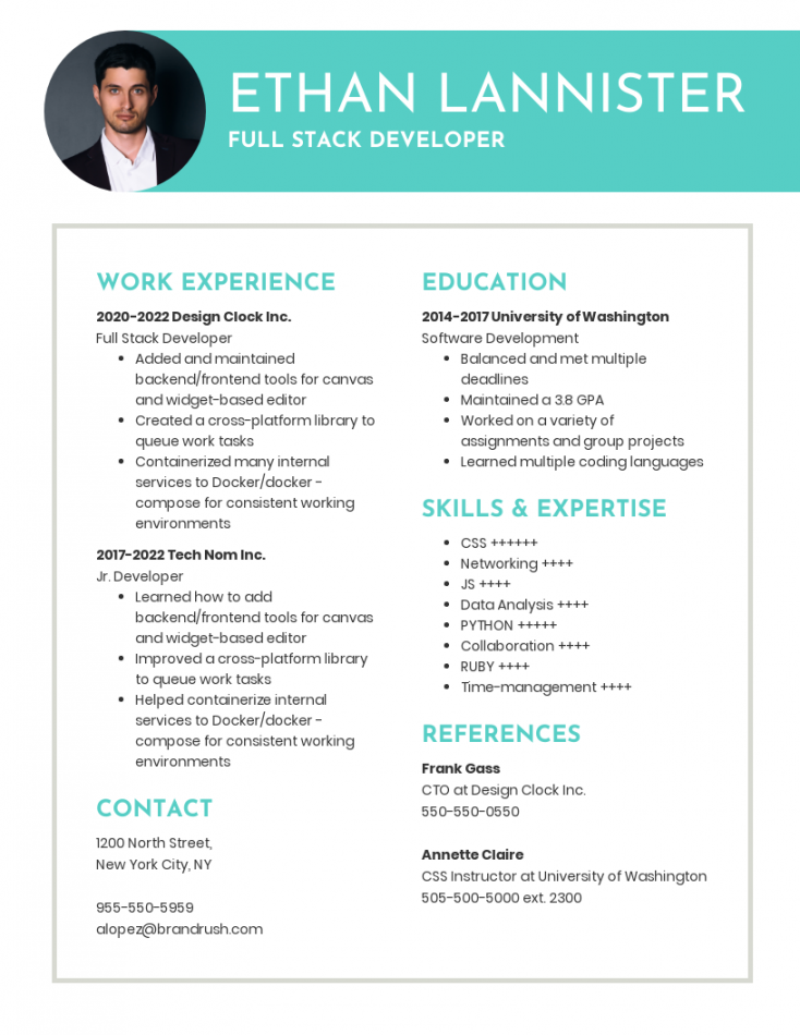 Simple Turquoise Corporate Resume - Venngage