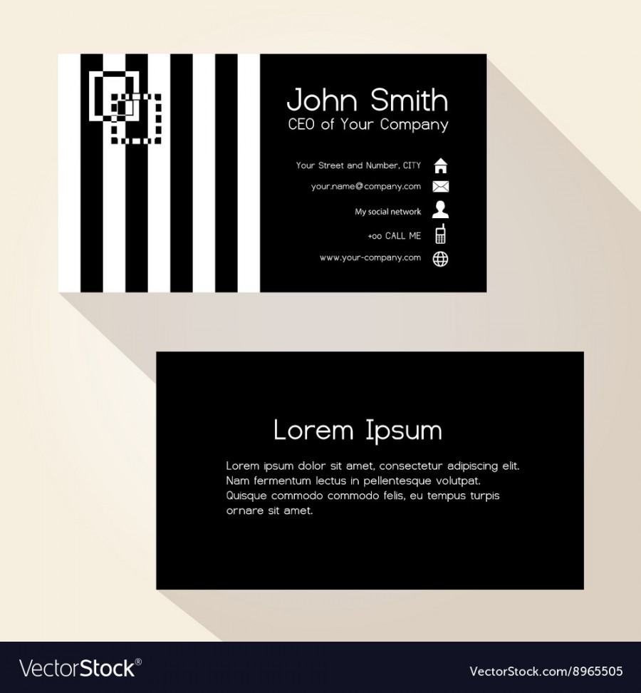 Simple zebra stripes black business card design Vector Image