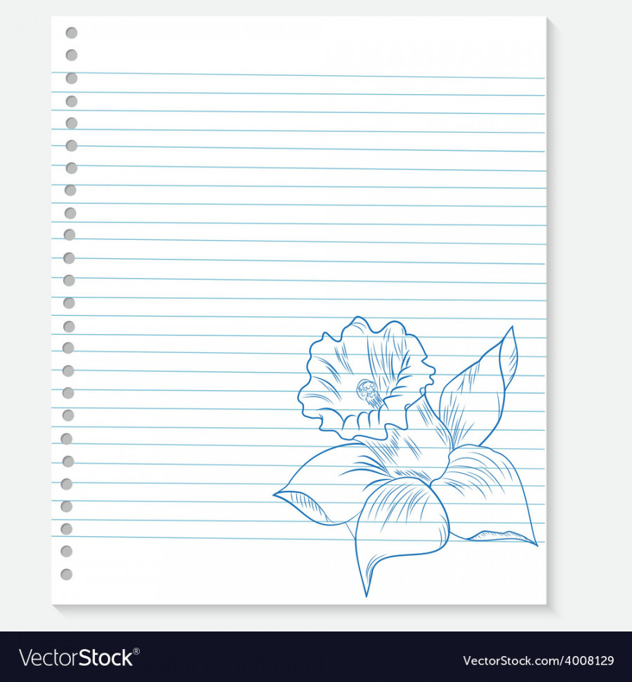 Sketch of a flower on notebook sheet Royalty Free Vector