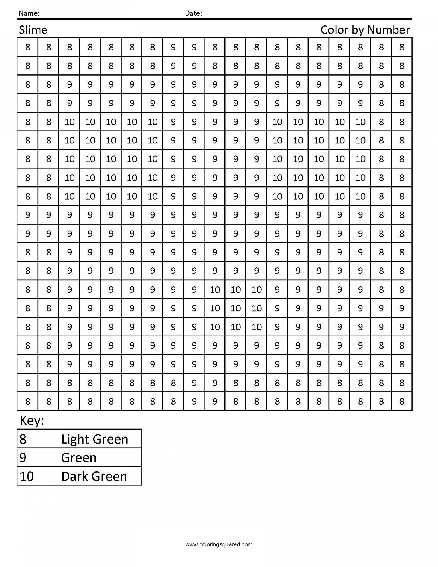Slime- Color by Number - Coloring Squared