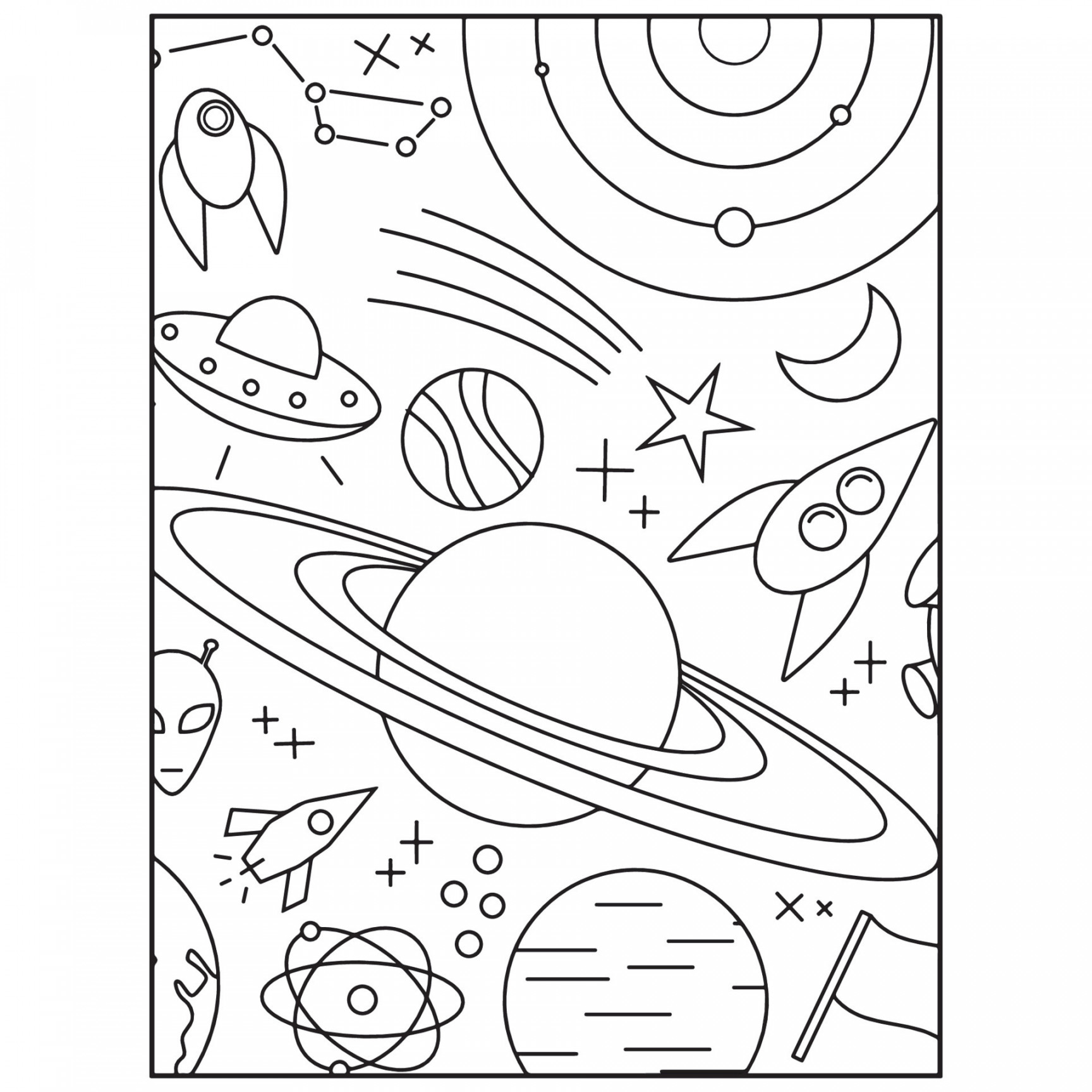 Space Coloring Book Pages For Kids  Vector Art at Vecteezy