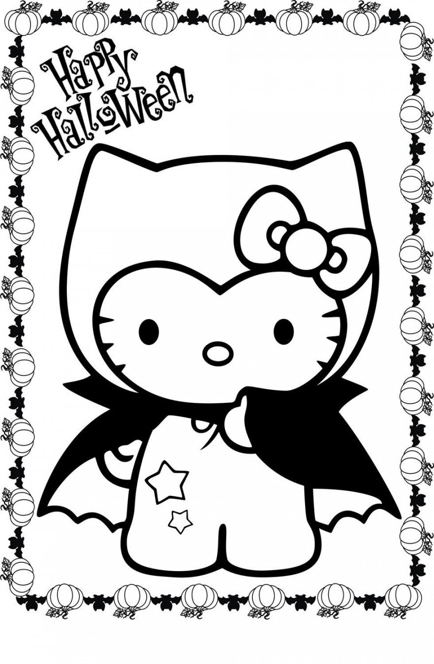 Spooktacular Hello Kitty Halloween Coloring Pages for Kids