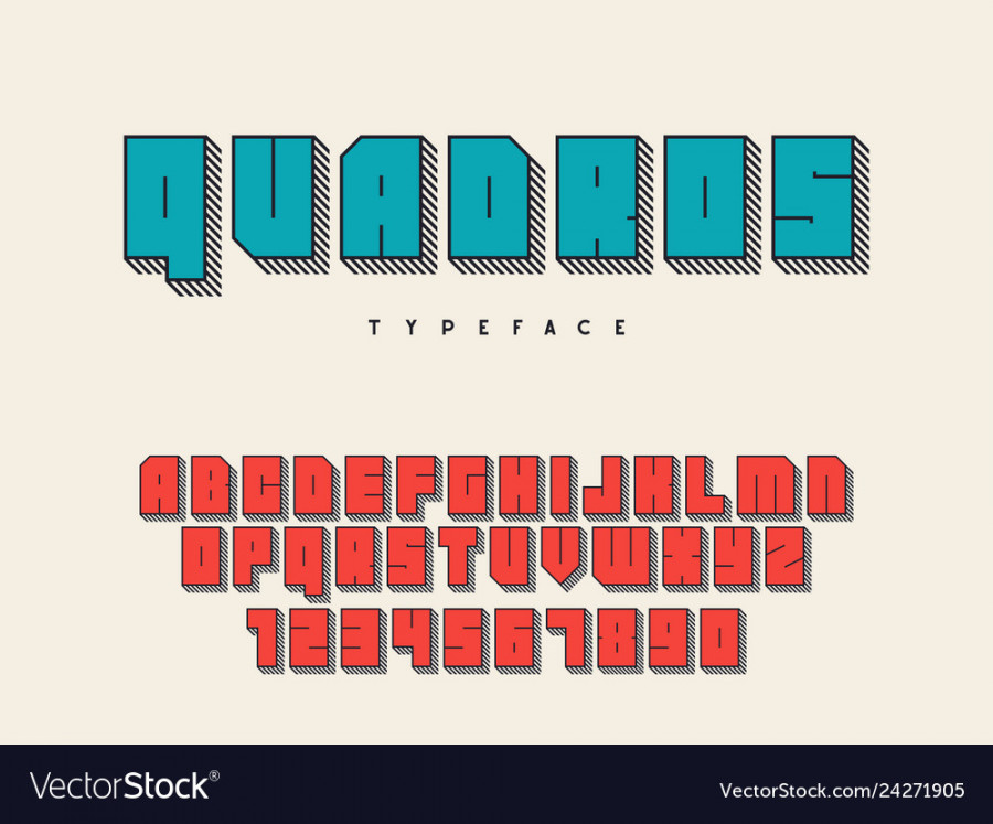 Square block font latin letters and numbers Vector Image