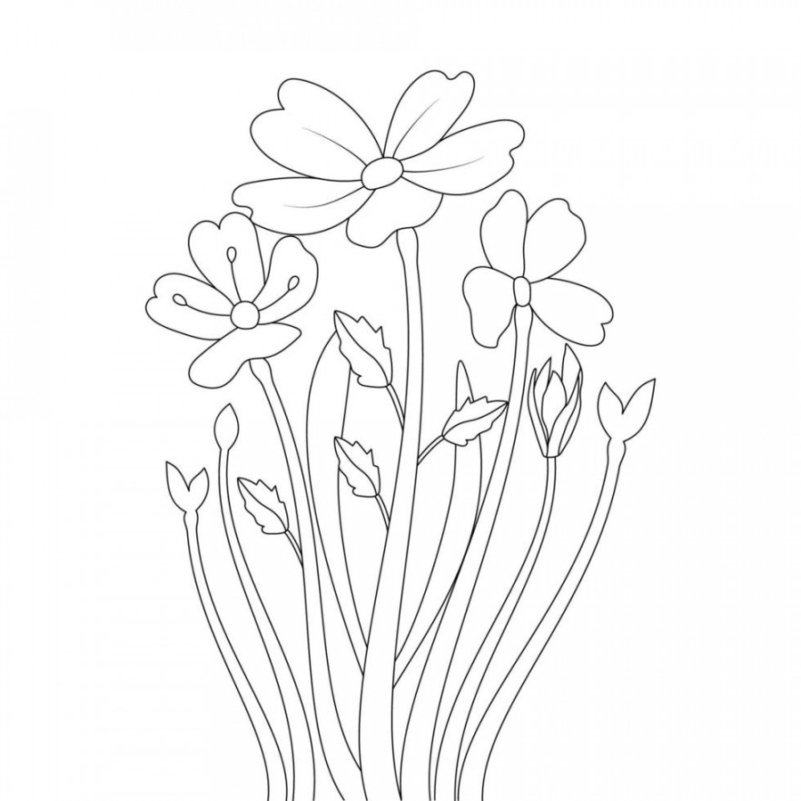 stencil flower doodle coloring page of print template in