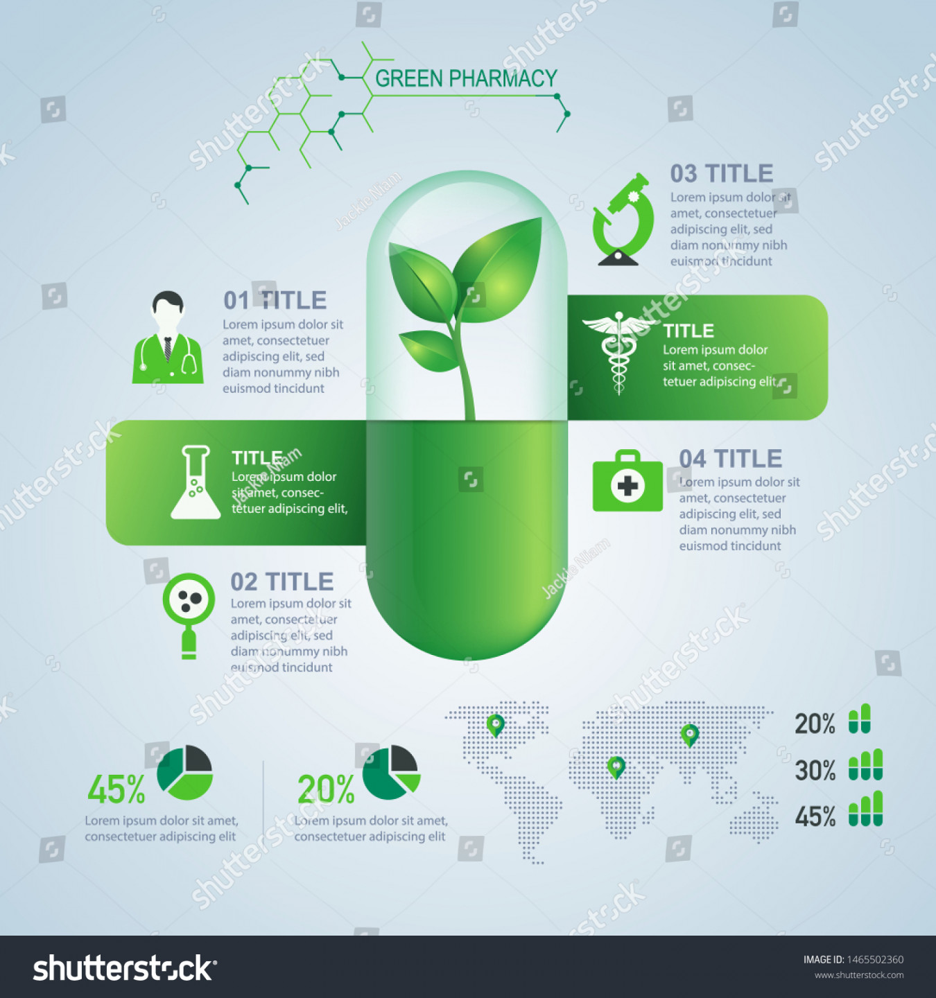 Template Green Pharmacy Infographic Decorative Design Stock Vector