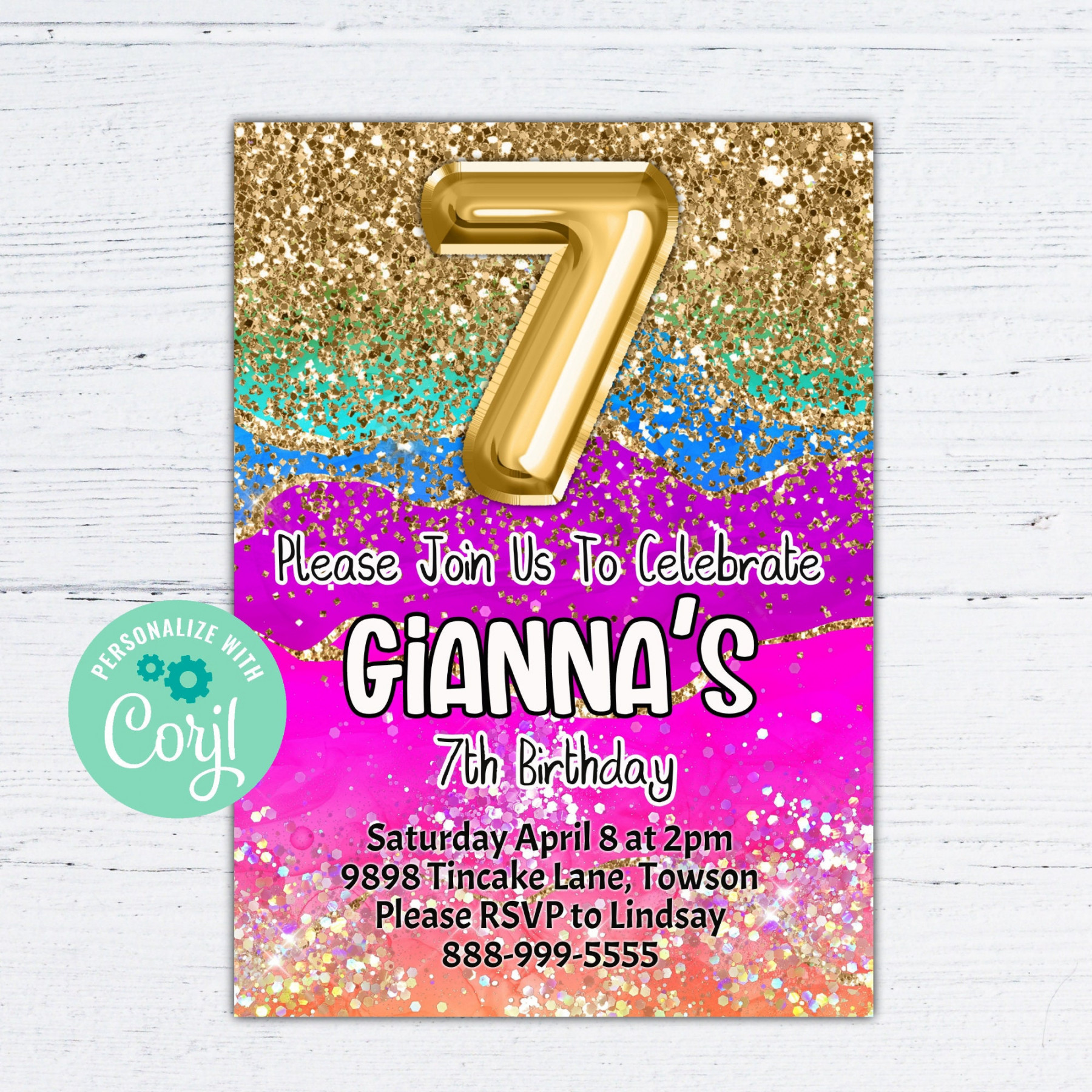 th Birthday Invitation Girl th Birthday Invite for a Girl - Etsy