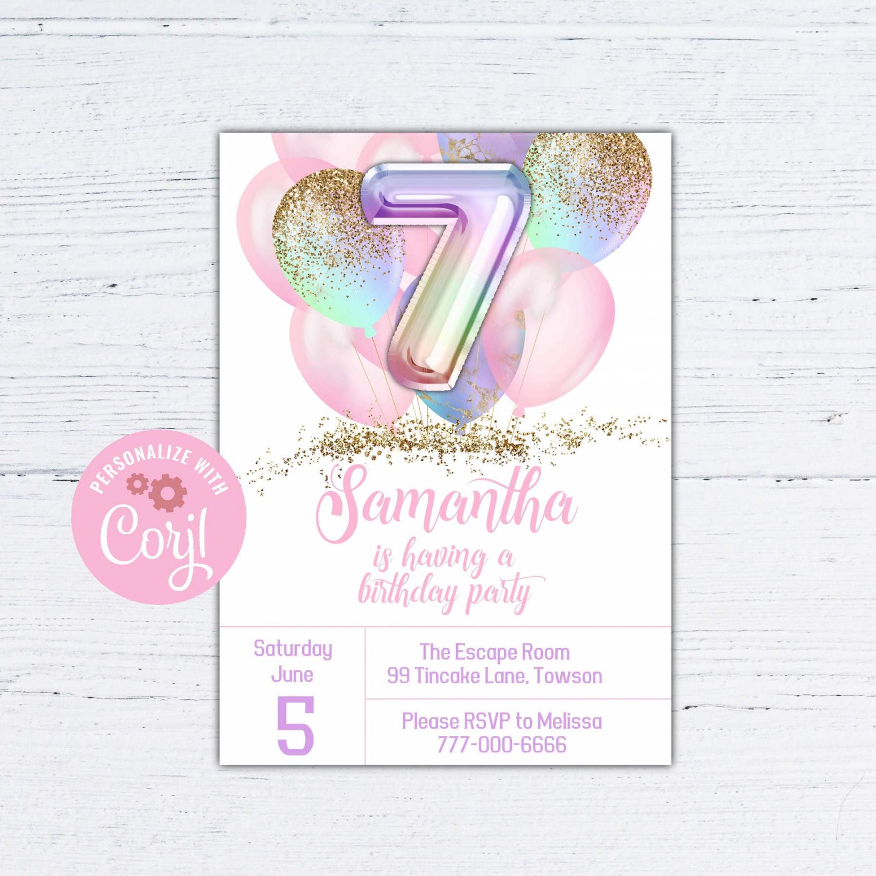 th Birthday Invitation Girl th Birthday Invite for Girl - Etsy