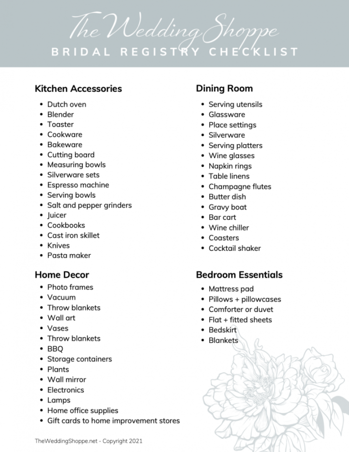 The Ultimate Wedding Registry Checklist for Brides  The Wedding