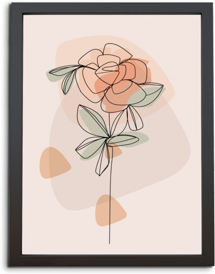 TheKarkhana One Line Art Drawing Single Flower Laminated Without