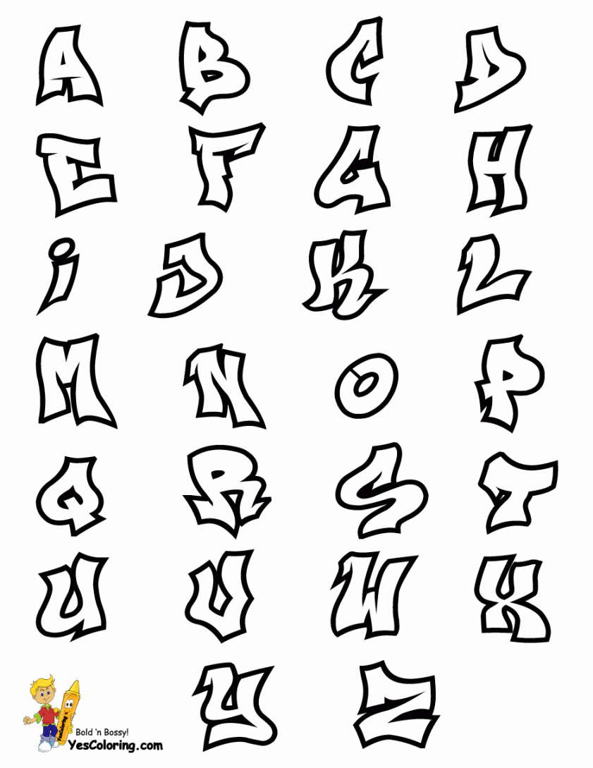 Throw Up Graffiti Coloring Pages  Free  Alphabet Coloring Pages