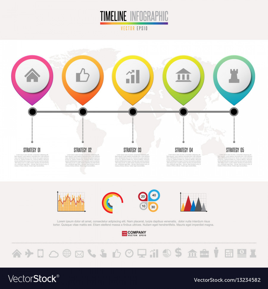 Timeline infographics design template Royalty Free Vector