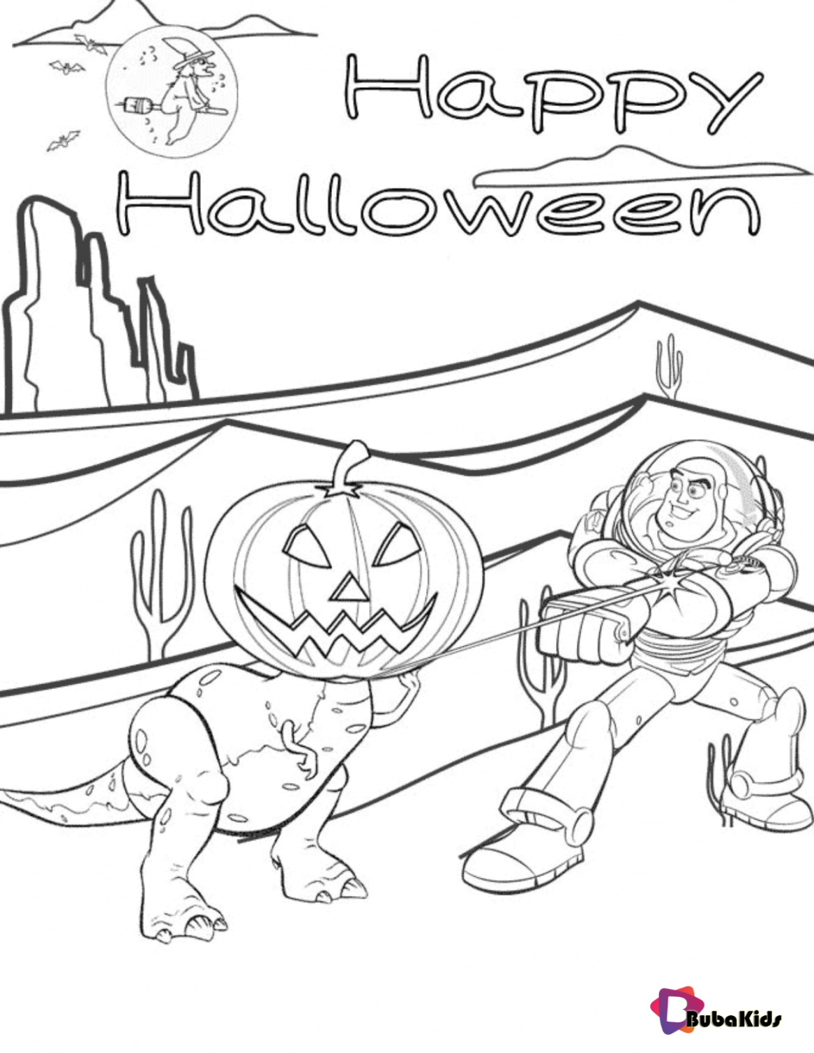 Toy Story  Rex and Buzz Lightyear Halloween coloring page on